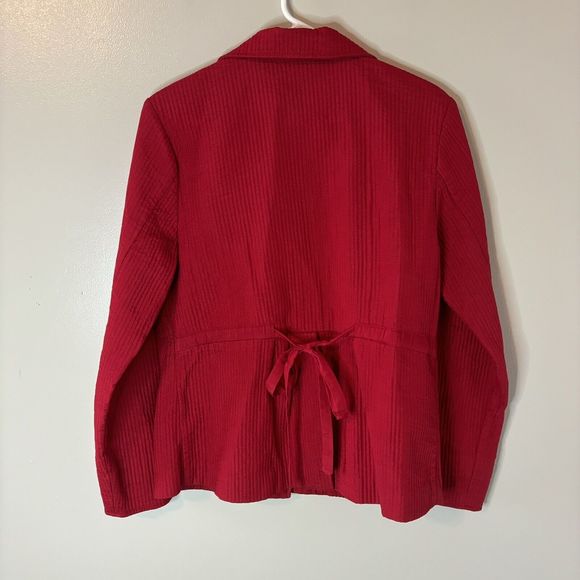Coldwater Creek Silk Blend Blazer Barn Jacket Red Quilted Size 14 - Picture 5 of 6